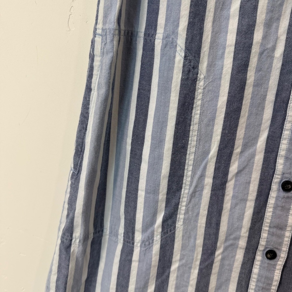 Toad&Co Womens Tank Dress Medium Blue Button Down Indigo Ridge Sleeveless Stripe - Picture 6 of 8